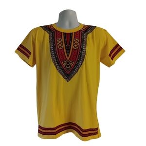 Men's African print yellow Dashiki short-sleeve t-shirt size XL